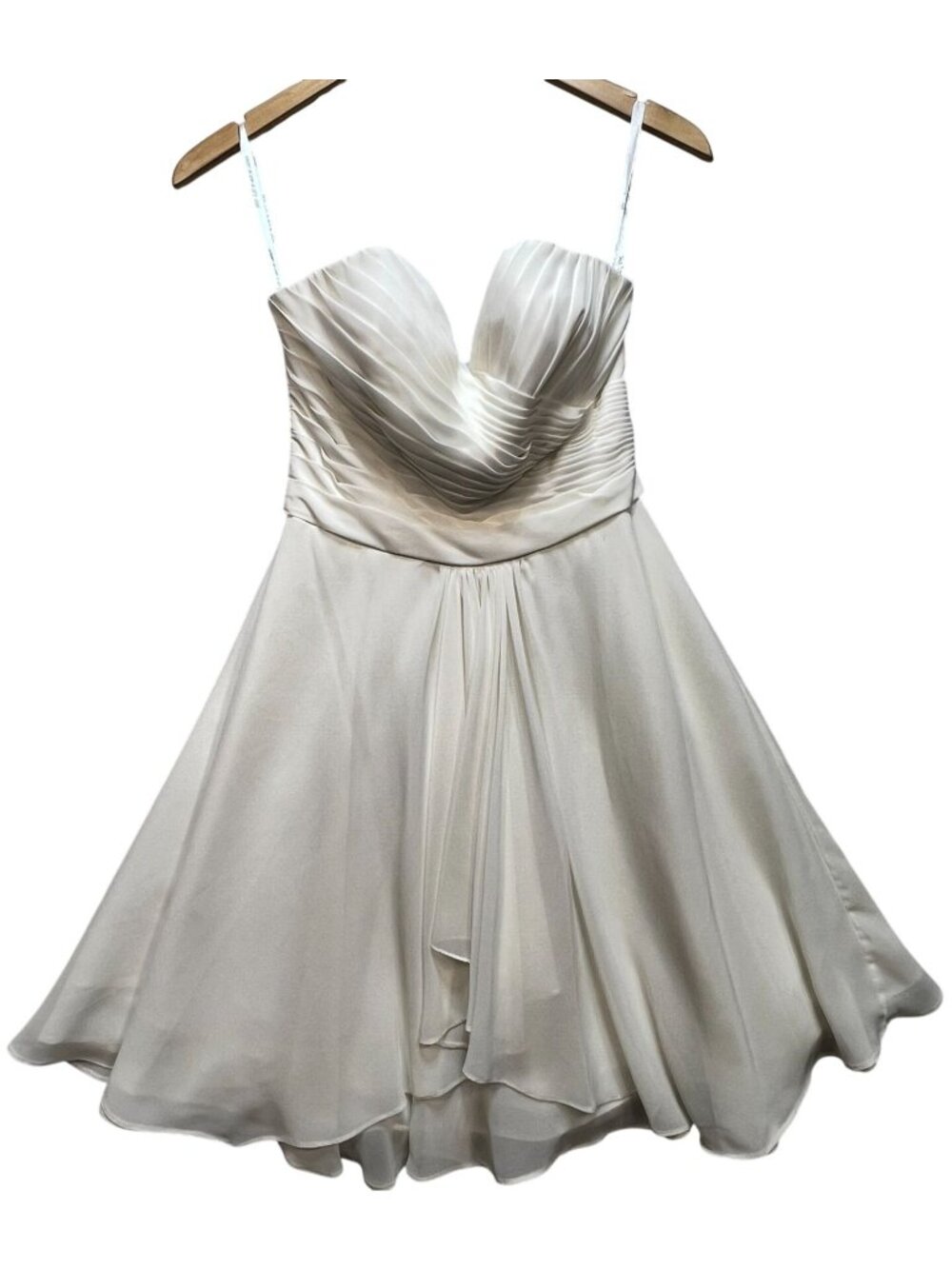 Mori Lee Women's Short Chiffon Wedding Dress Sweetheart Neck Back Zip White